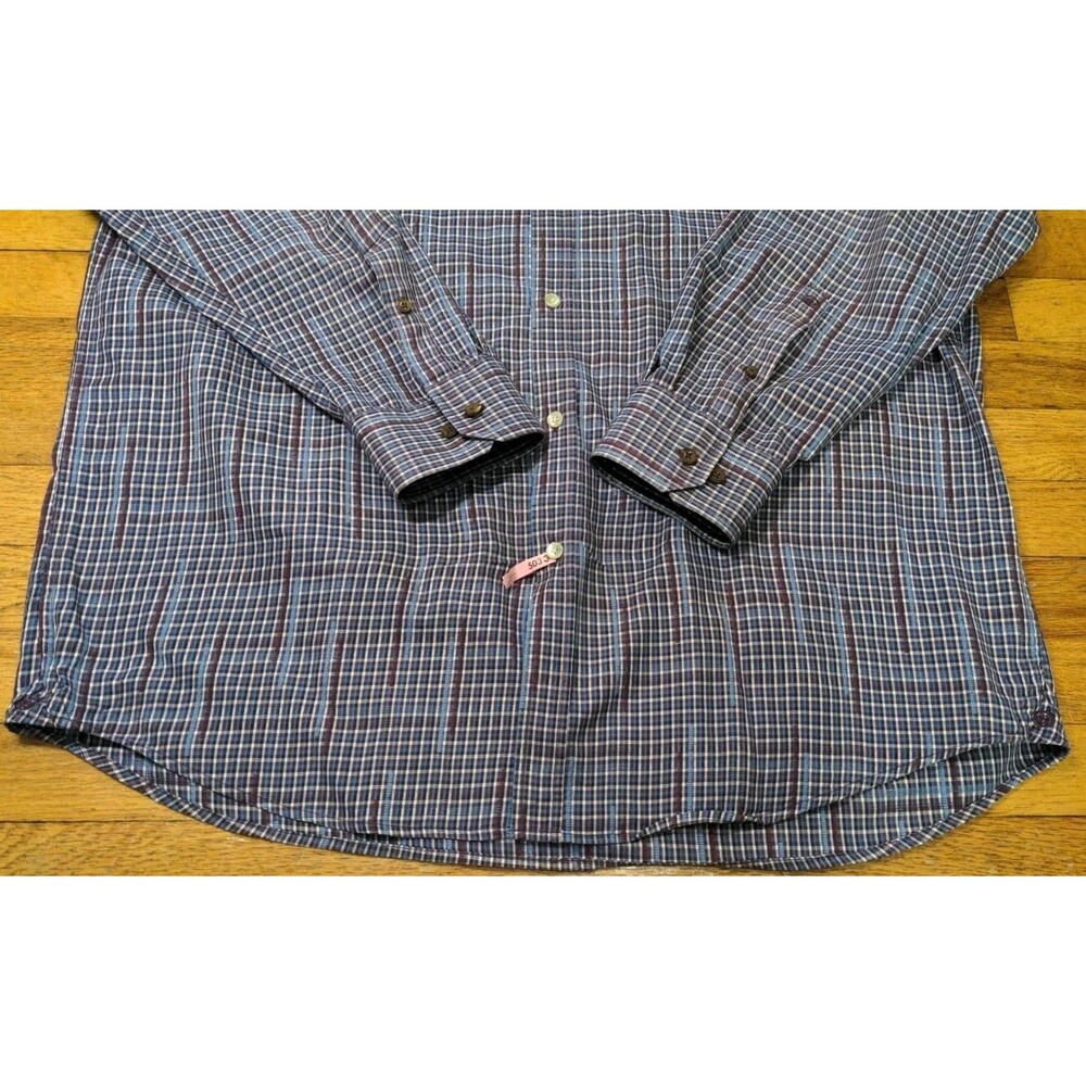 BORN Handcrafted Clothing Button Down Shirt Men's XL Purple Blue Plaid L/S - Picture 2 of 8